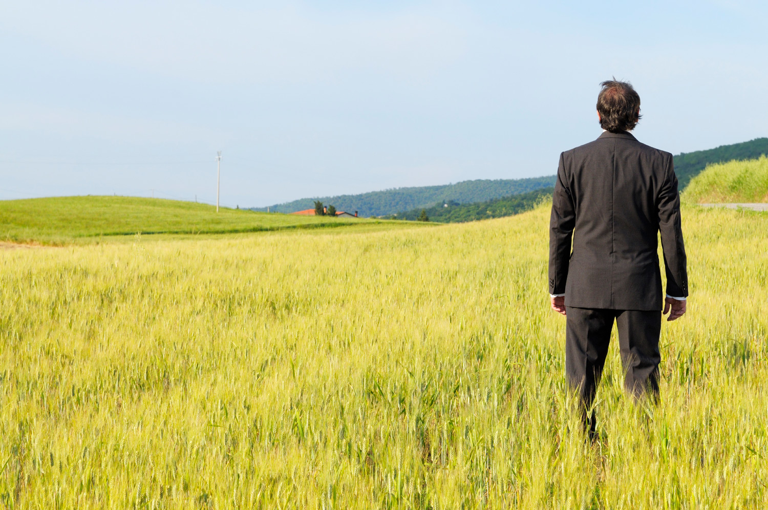 person standing out in a field