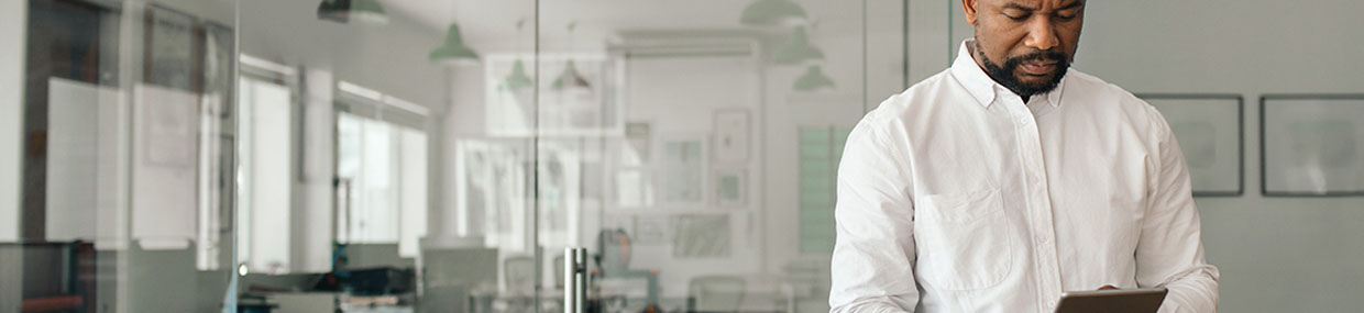 business person standing in an office setting