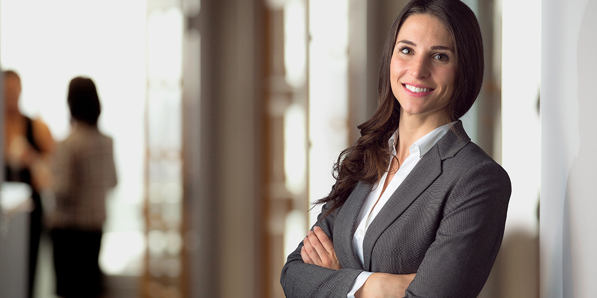 Confident lawyer breaking fourth wall