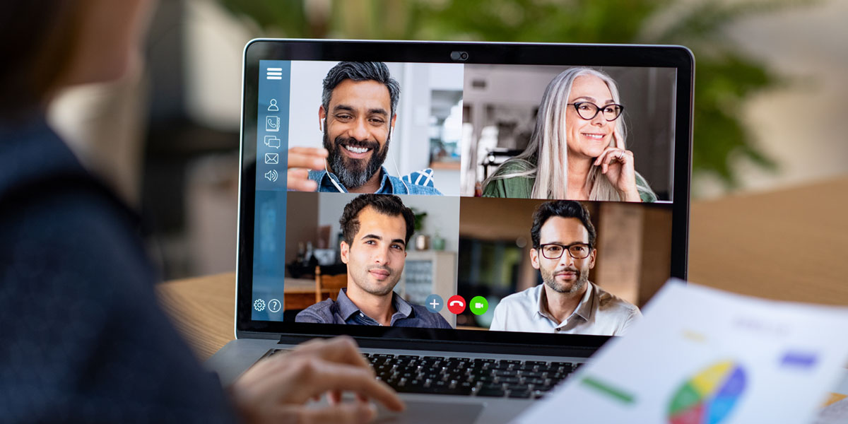 a person on a virtual meeting with 4 other people