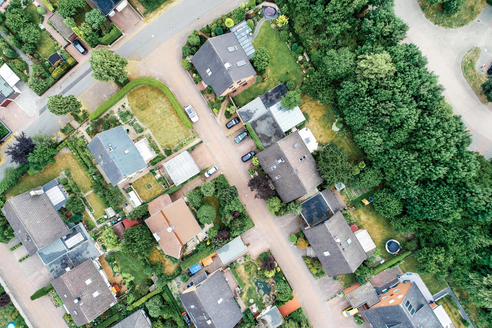 aerial view of a residential neighbourhood