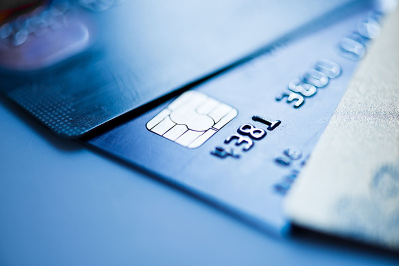 close up of a debit card