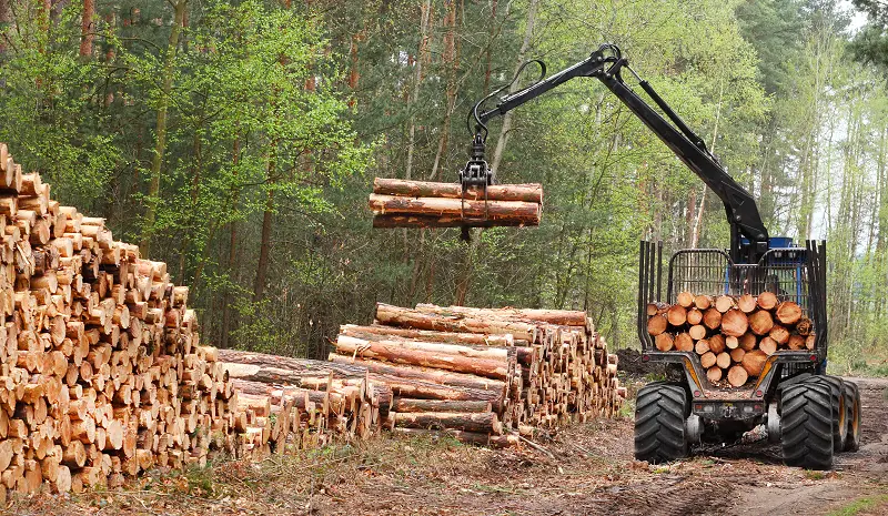 logging truck moving logs