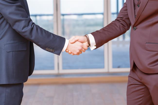 two businessmen handshake