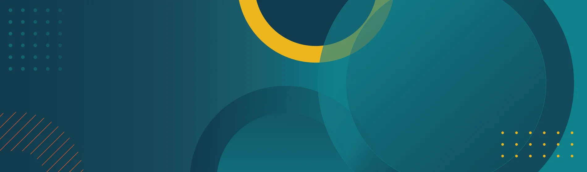 Blue background with yellow and blue geometric shapes.