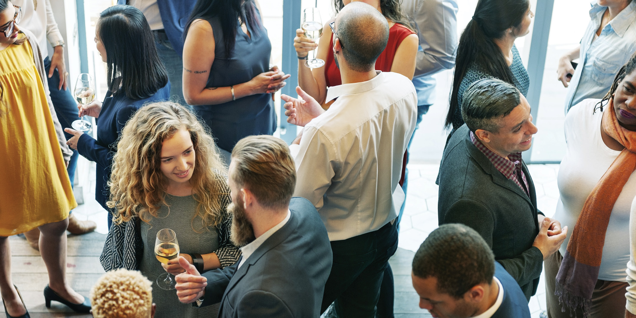 People at a conference mingling