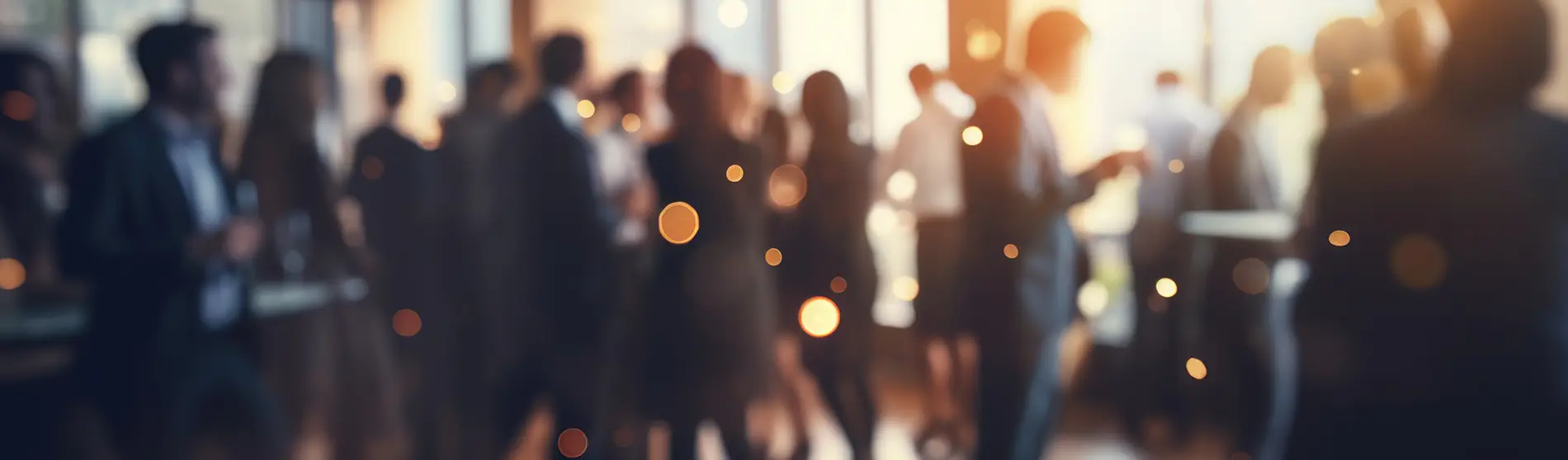 Blurred shot of business people at party in office center