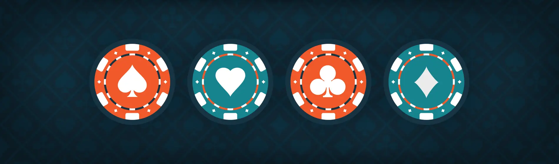 Pokers Chips on a poker patterned background