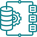 icon of a cog connecting to 3 documents