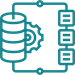 icon of a cog connecting to 3 documents