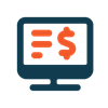 Computer monitor with writing lines and money symbol icon