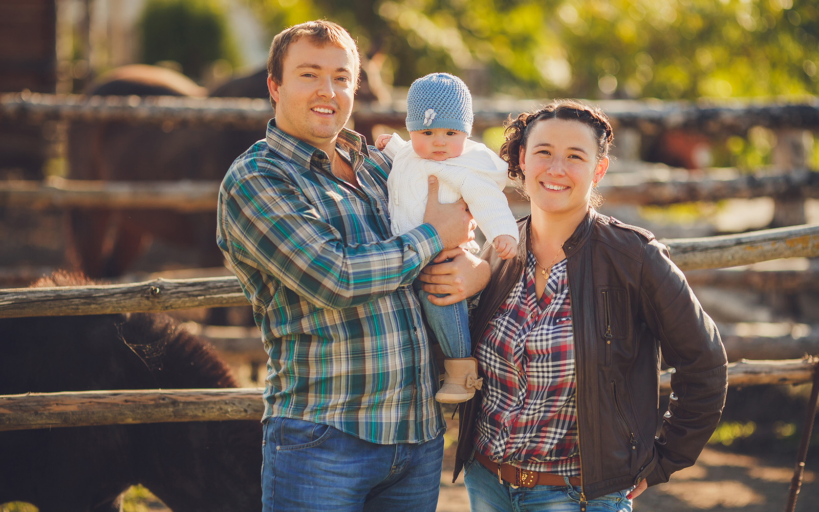 Young family in a rural setting