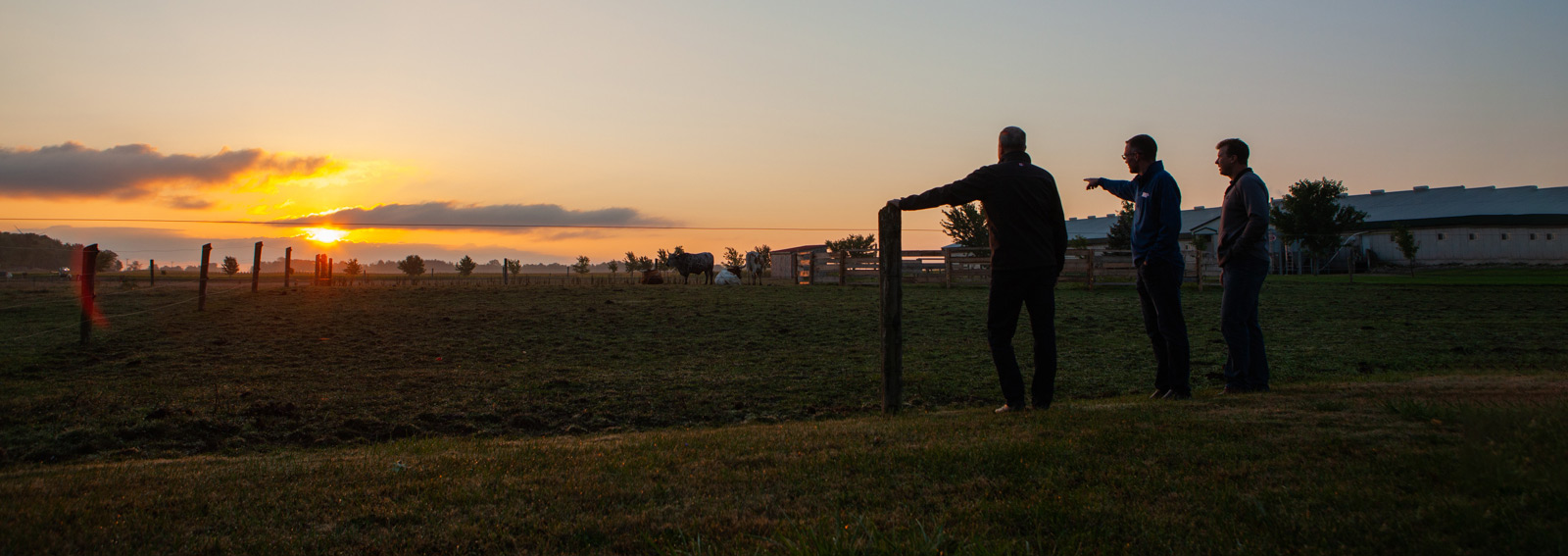 Discussion between advisor and family on a farm.