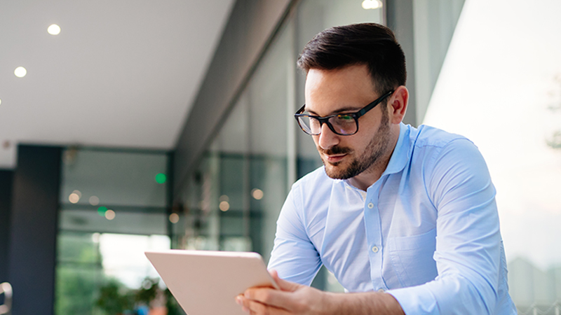 Businessman using a tablet