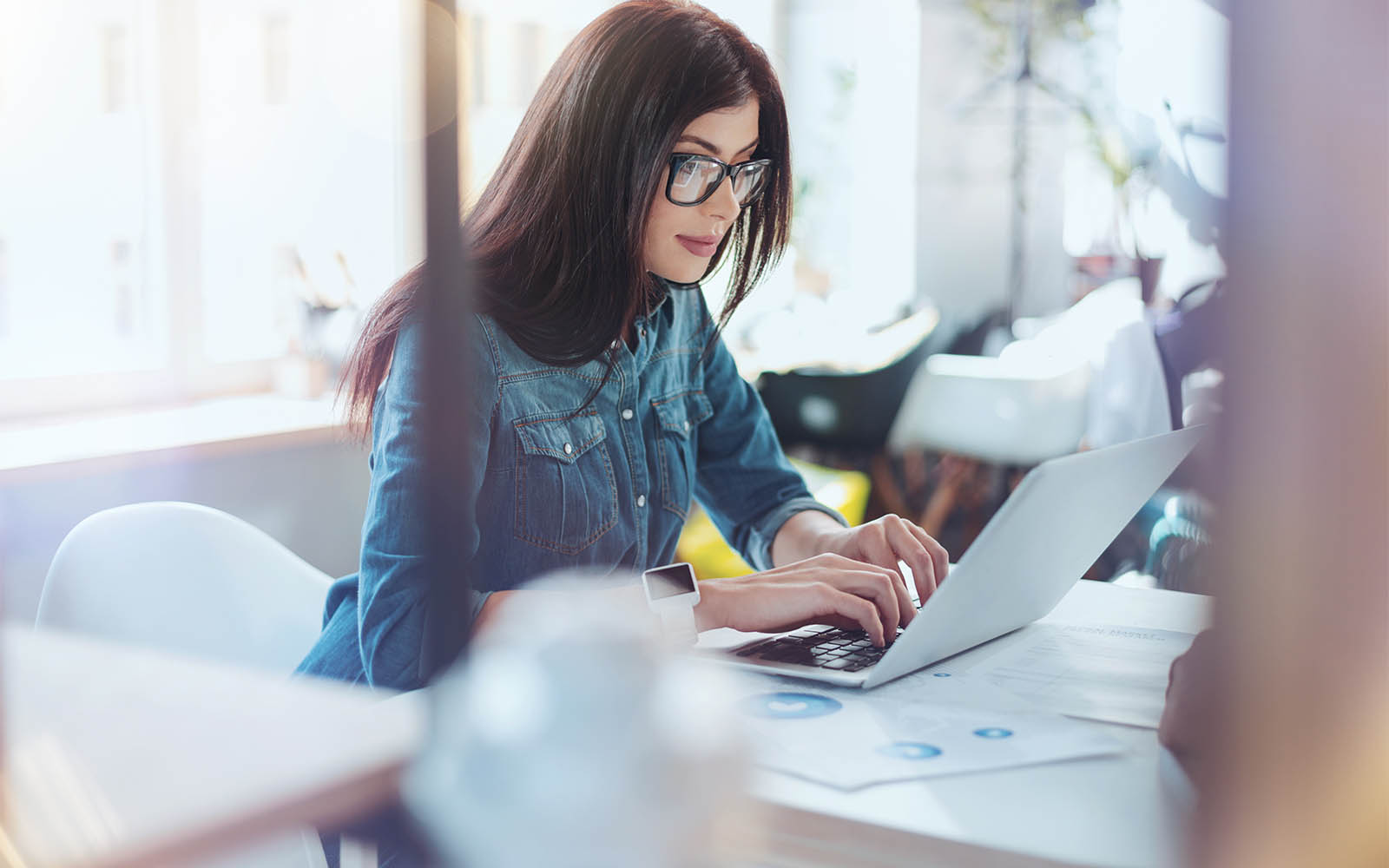 Woman working on a laptop