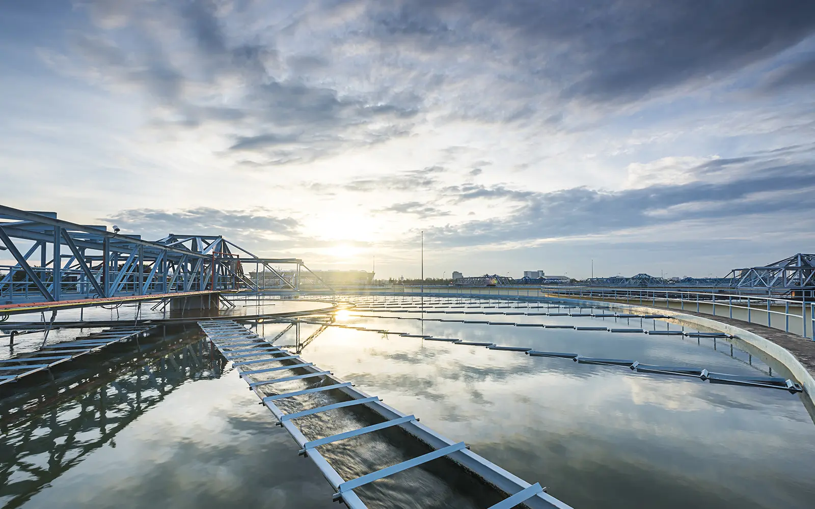 scenic image of power lines by water