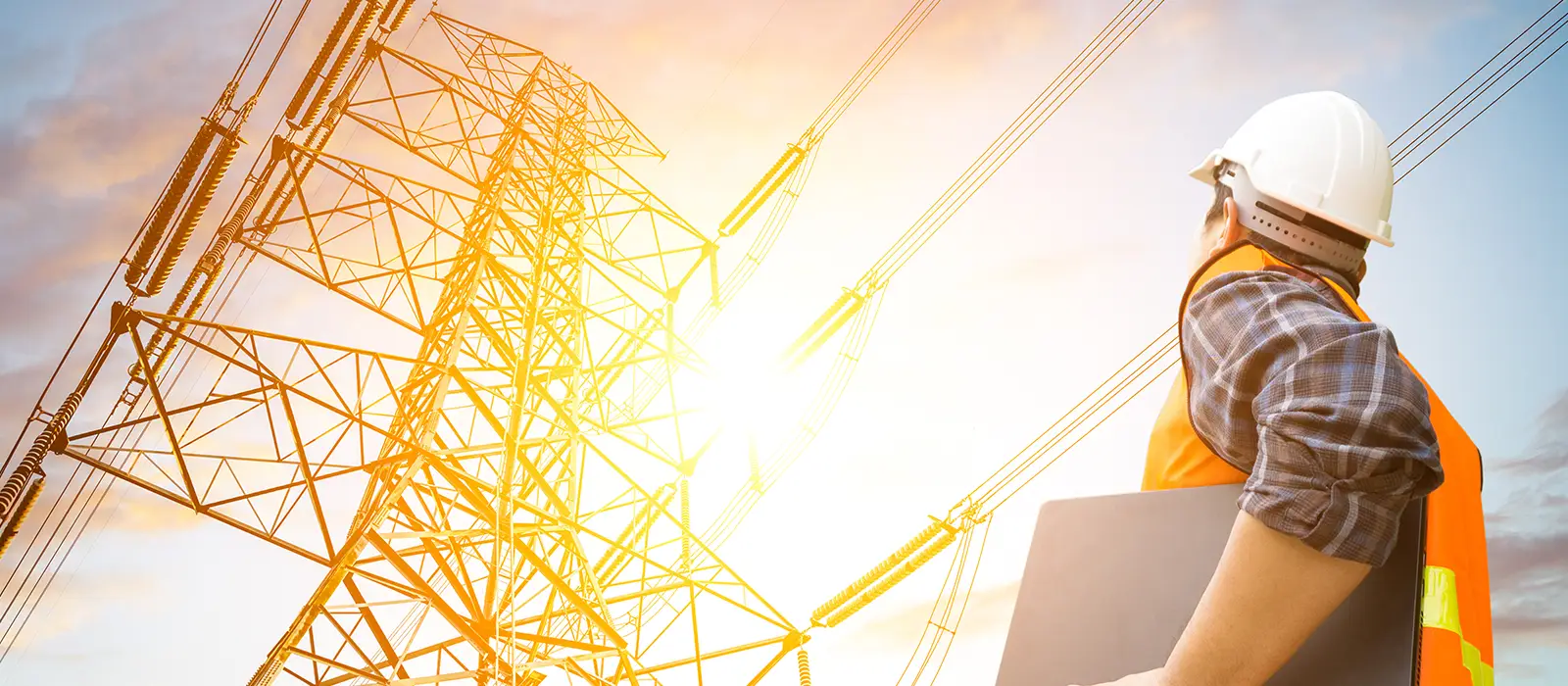 electric engineer check the high voltage power lines