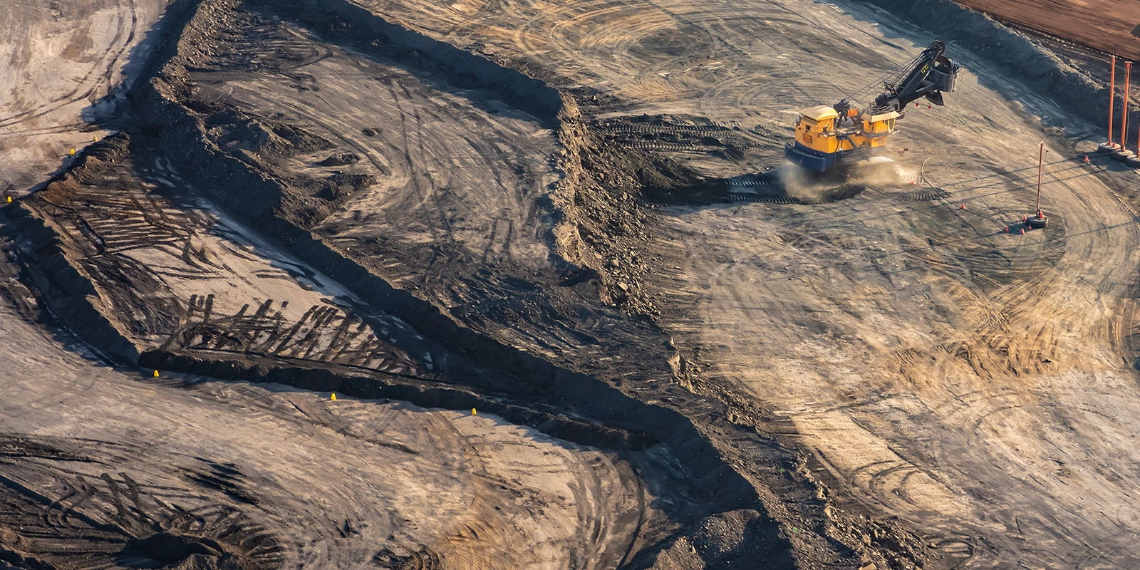Overhead view of construction grounds