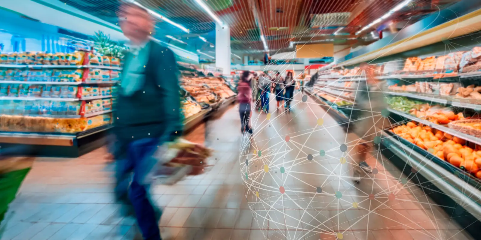 Image floue des acheteurs d'épicerie dans une épicerie