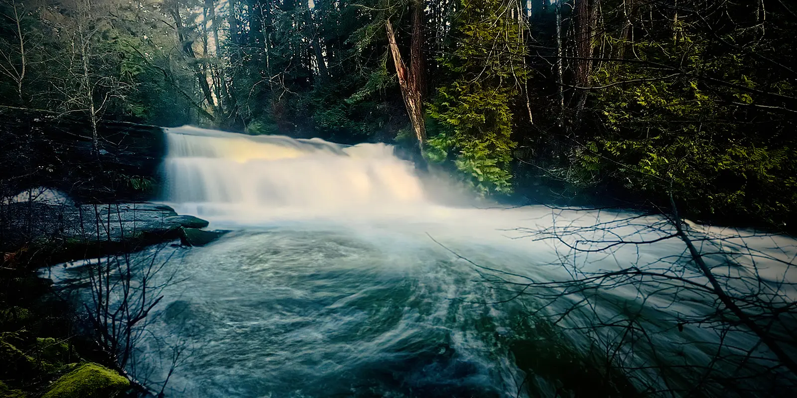 Millstone River Waterfall found deep inside Bowen Park located in Nanaimo BC Canada
