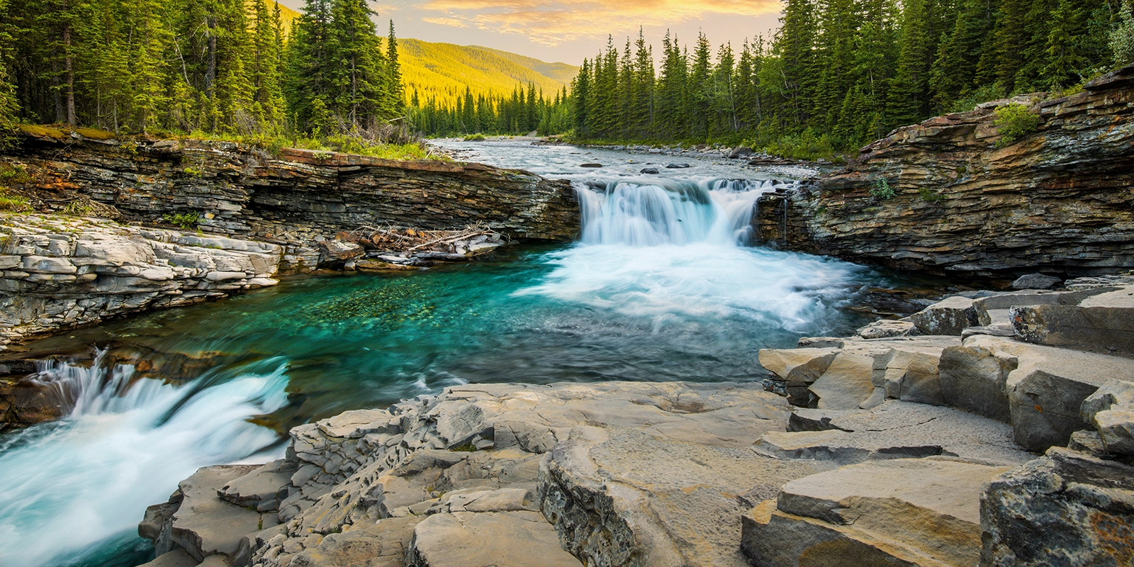 canadian landscape with waterfalls and rock formations
