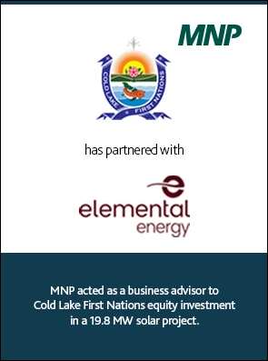 MNP acted as a business advisor to Cold Lake First Nations equity investment in a 19.8 MW solar project.