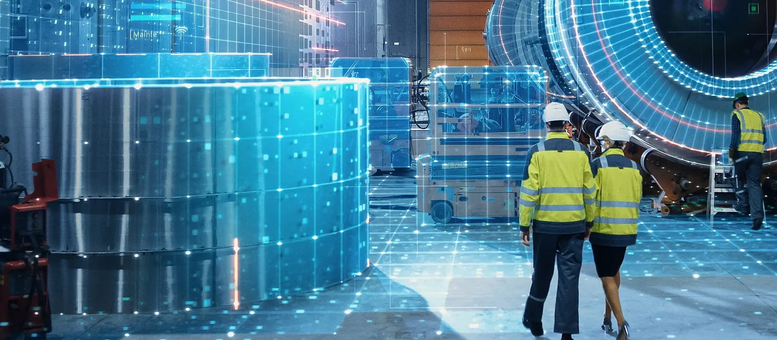 Workers at a manufacturing plant