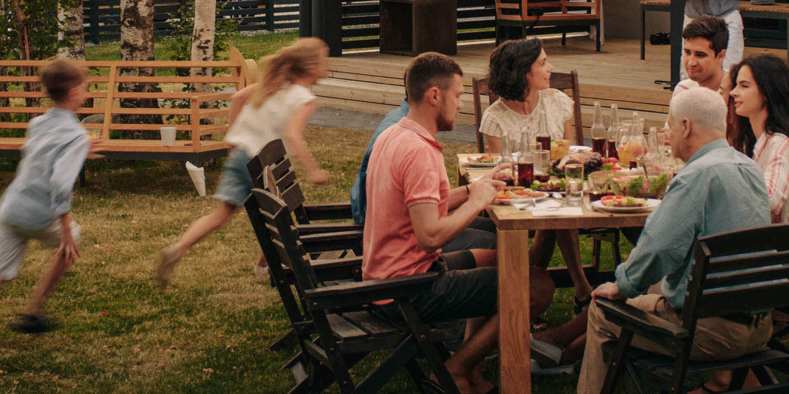 Family in backyard