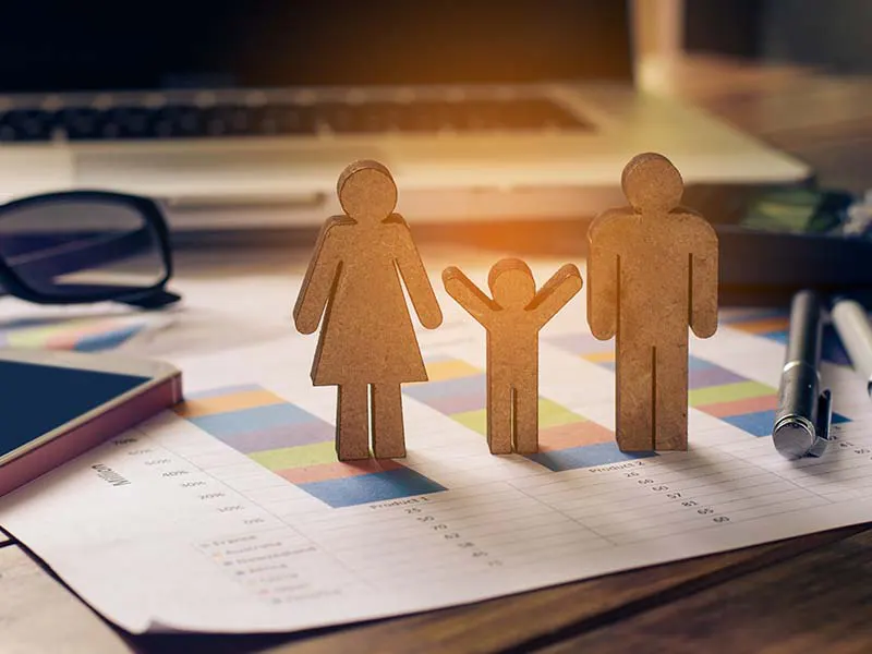 3D stick family stick figures on desk