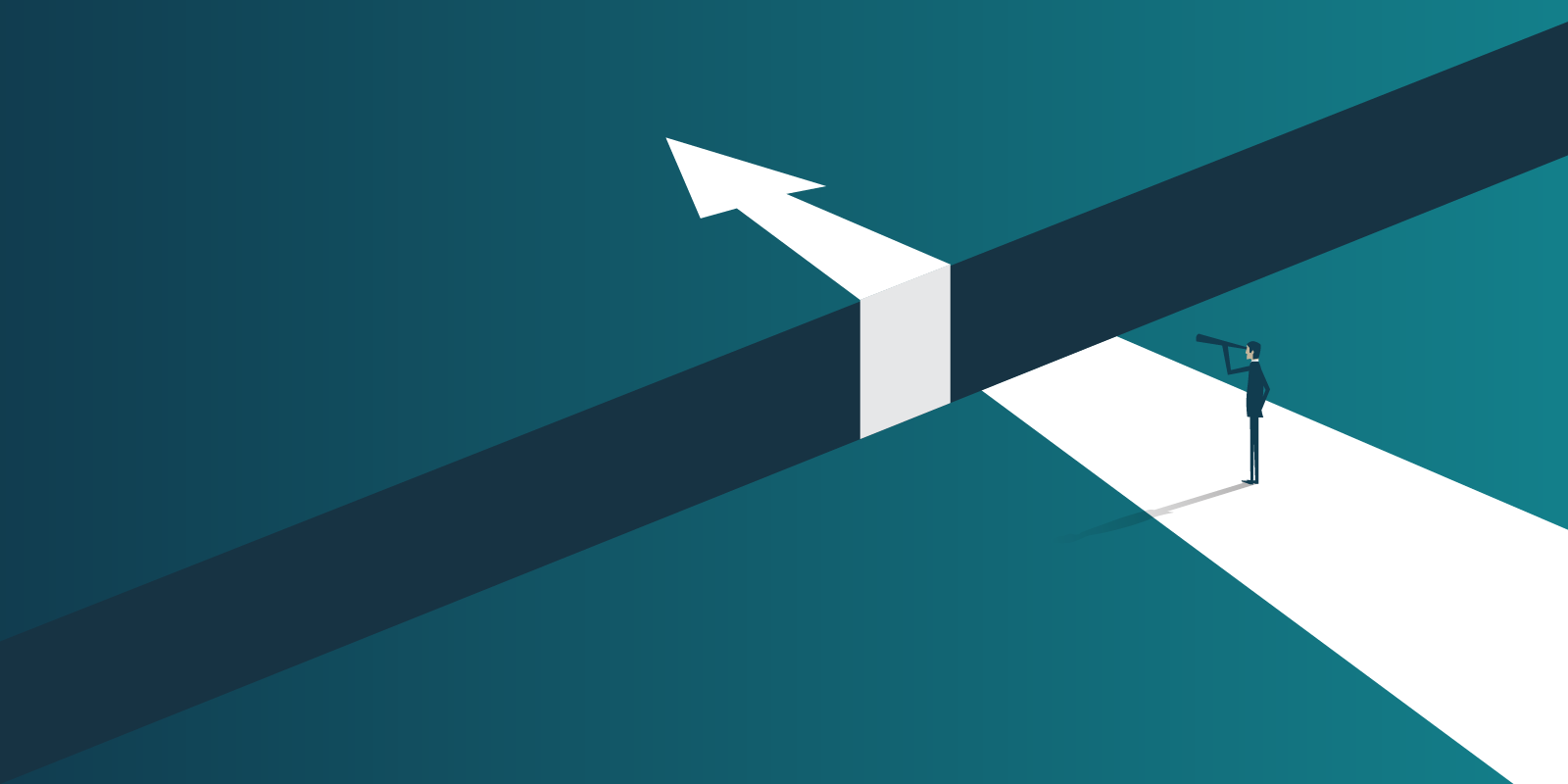 Graphic of an arrow going going through a block