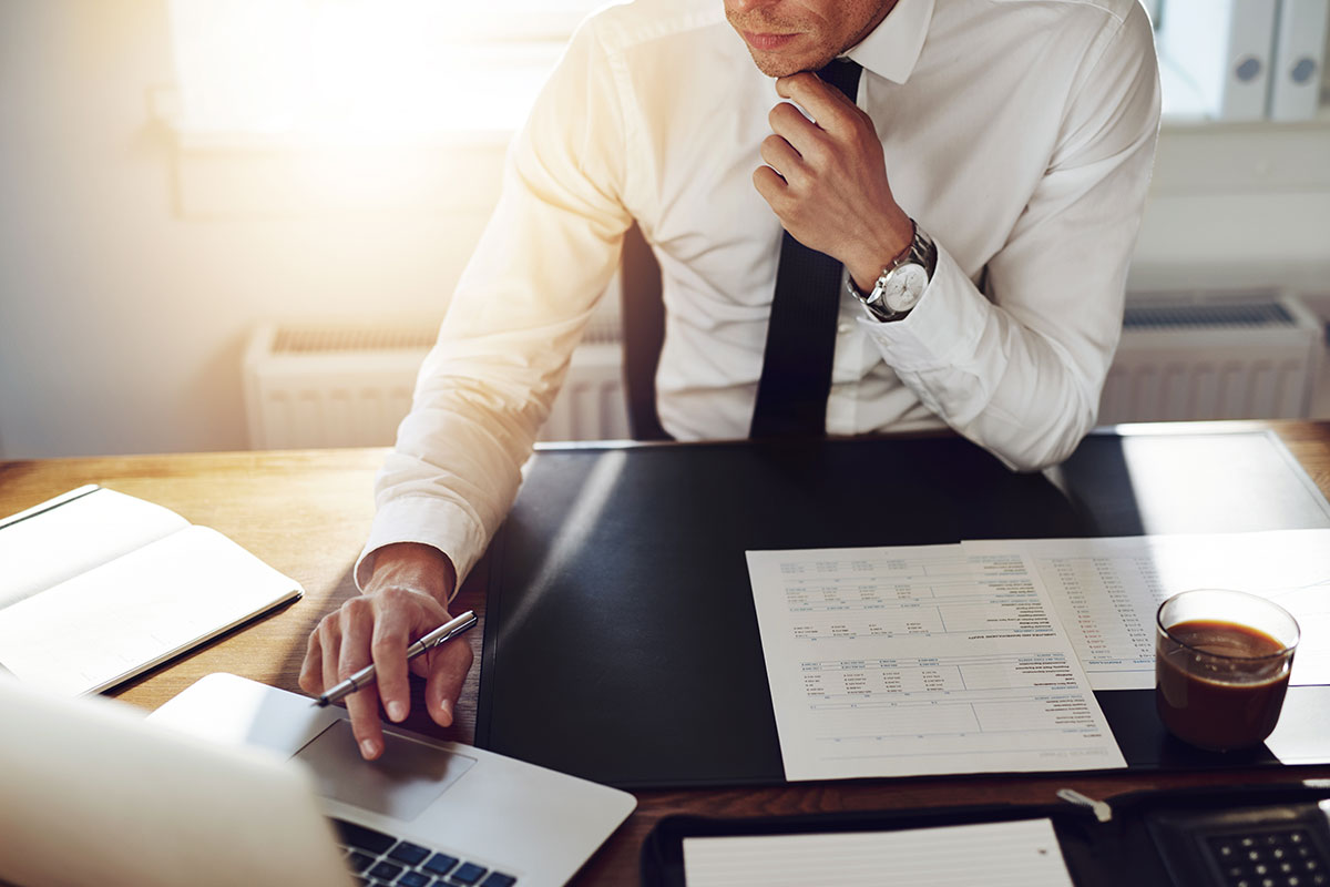 Businessman focused on his laptop