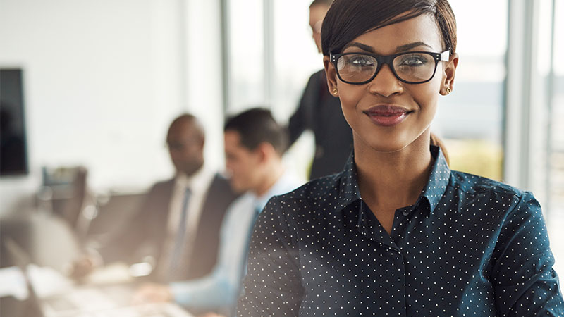 Confident business woman smiling