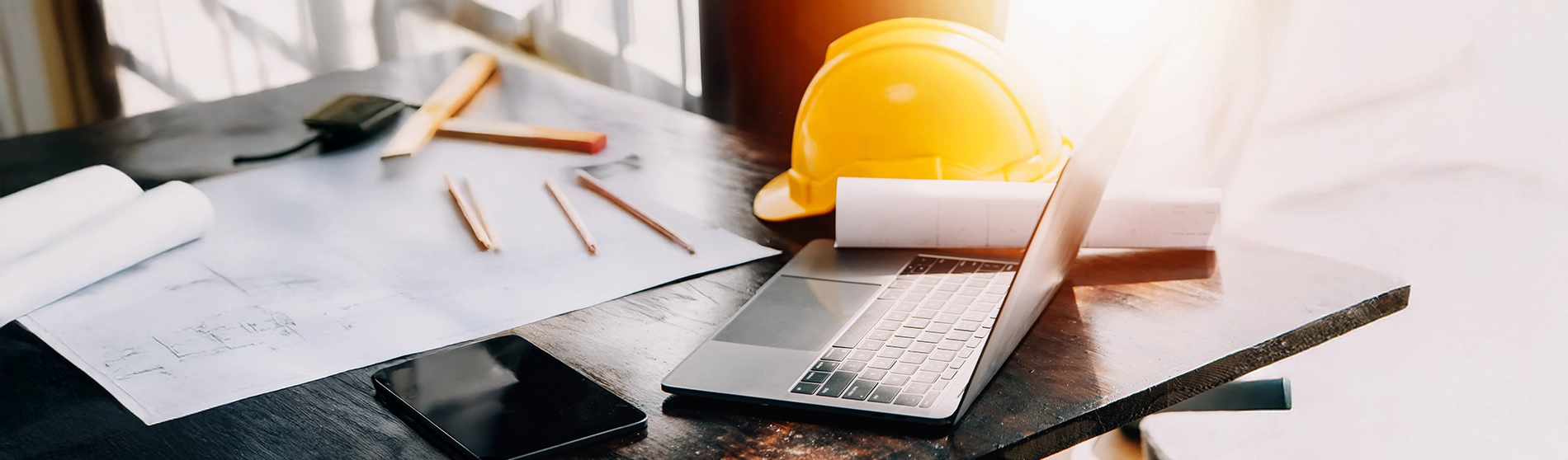 Hard hat on table