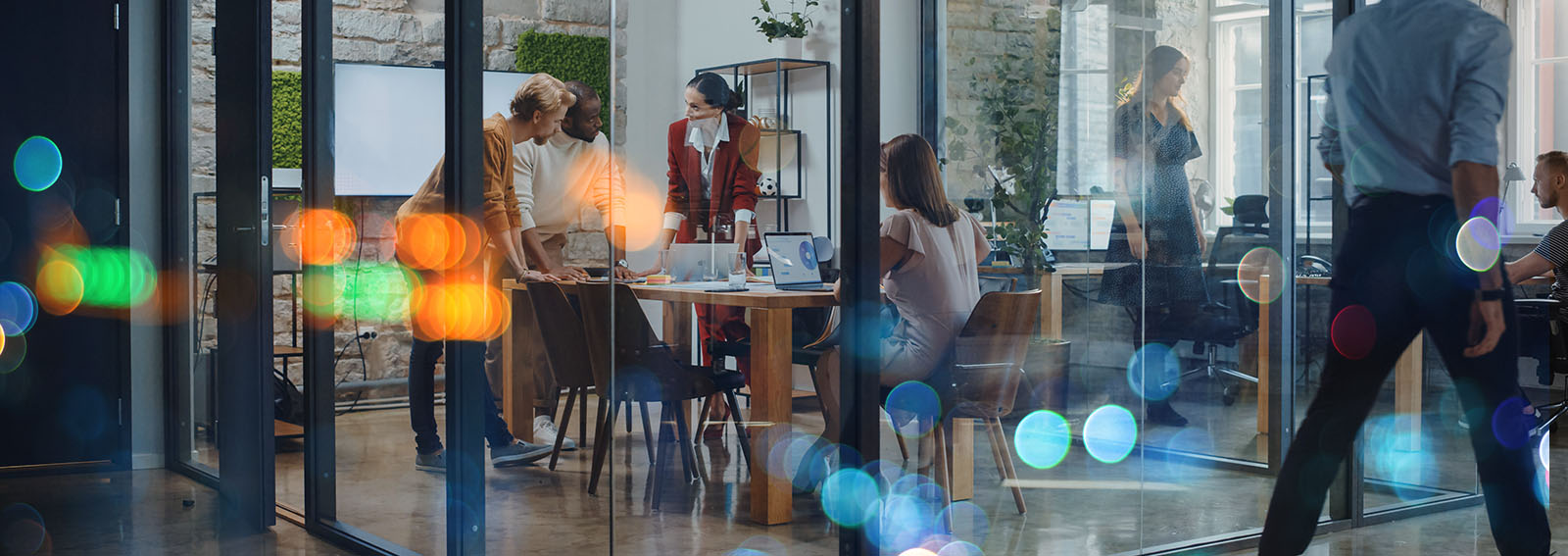 Team collaborating in a modern office