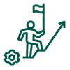 Person with flag in hand climbing icon