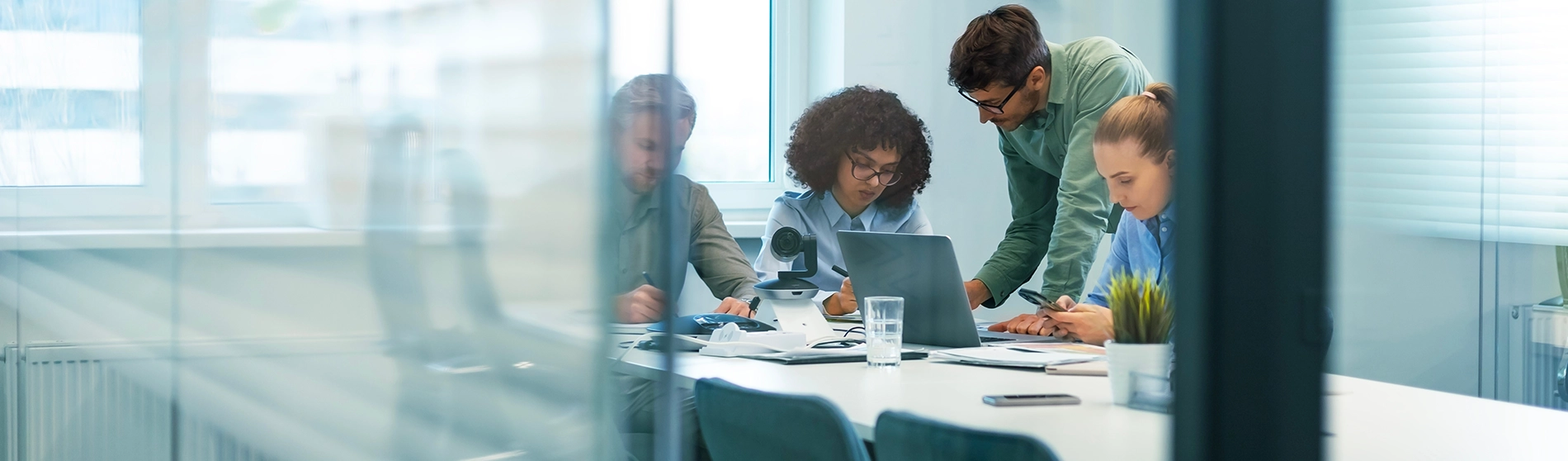 Team of workers in a meeting 