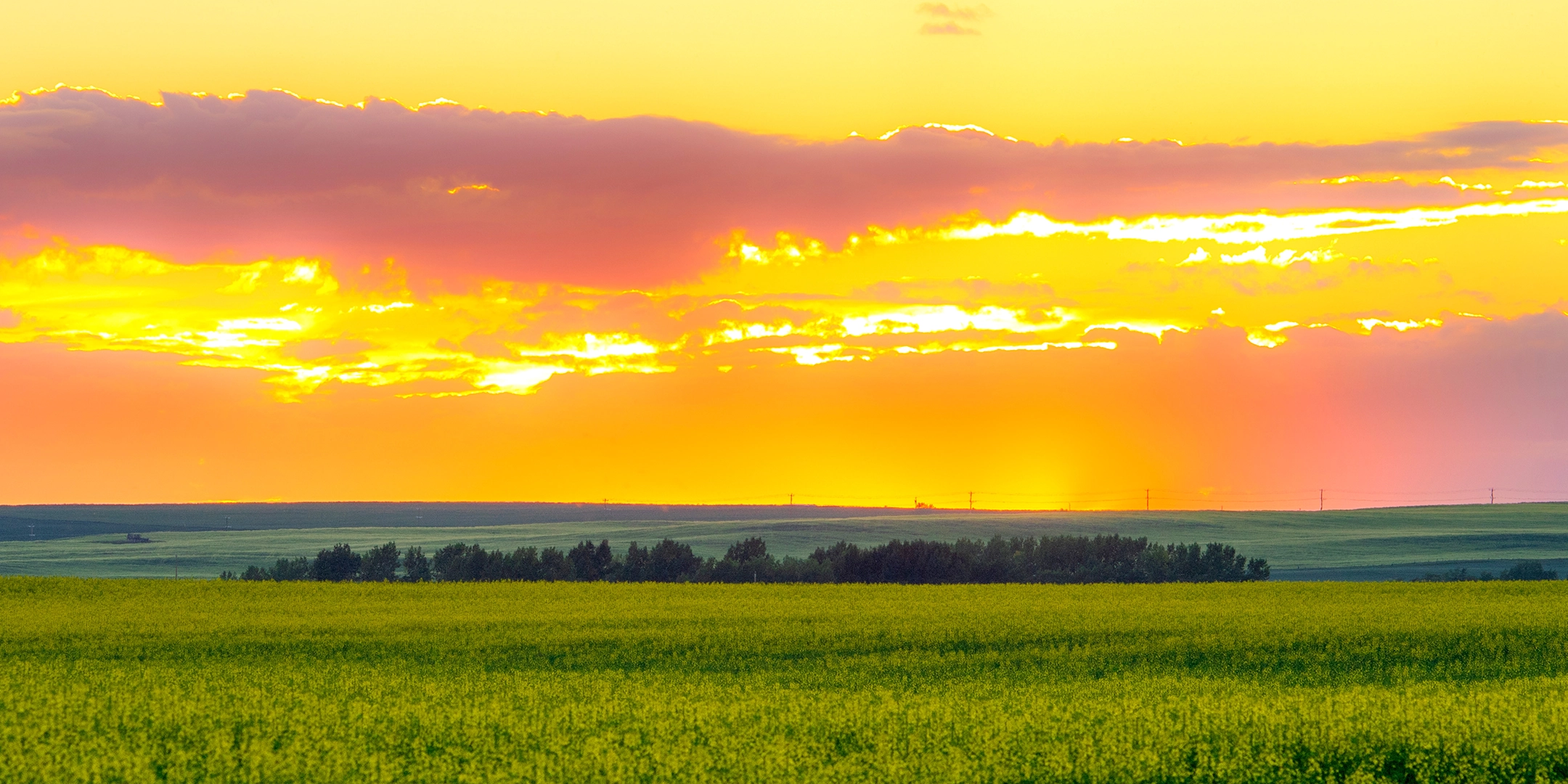 sunset over prairie land