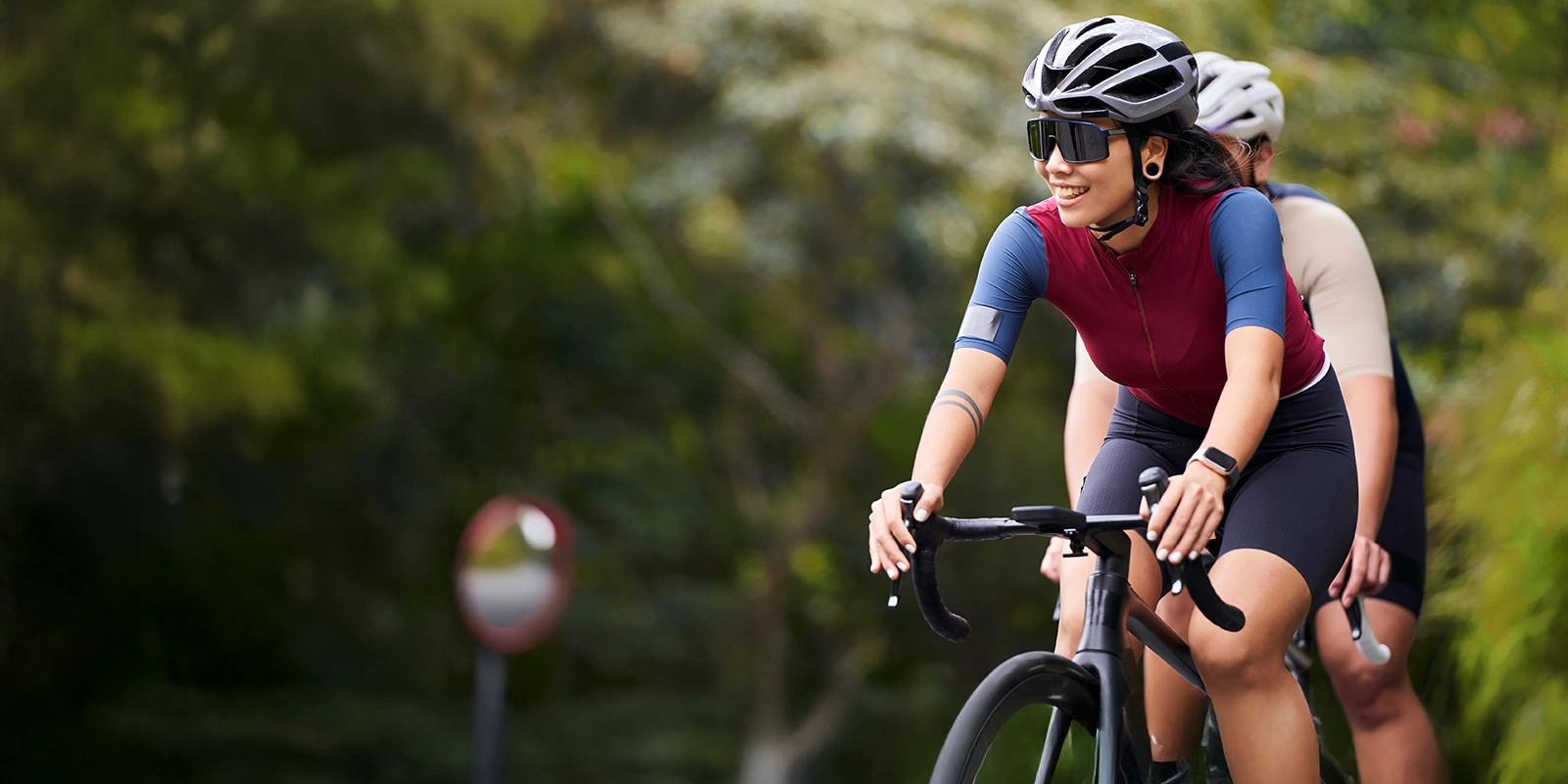 woman riding a bike
