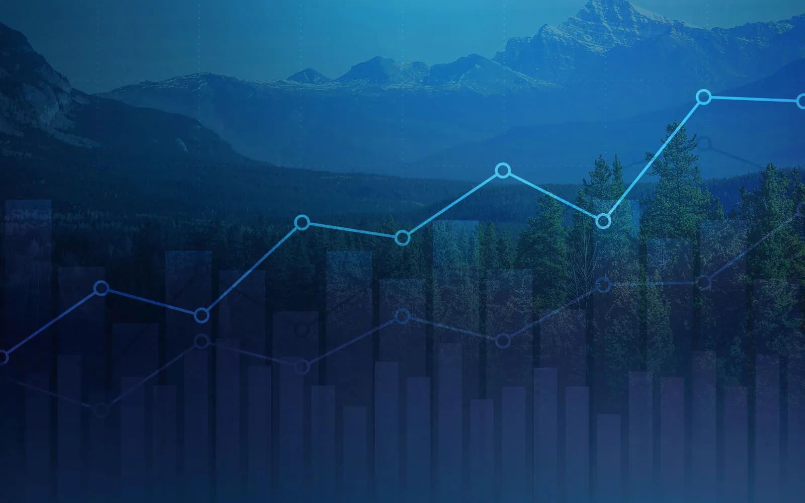 Growth chart on top off Alberta mountains 