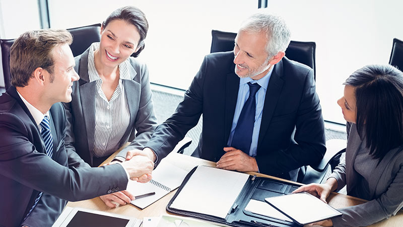 Handshake in business meeting