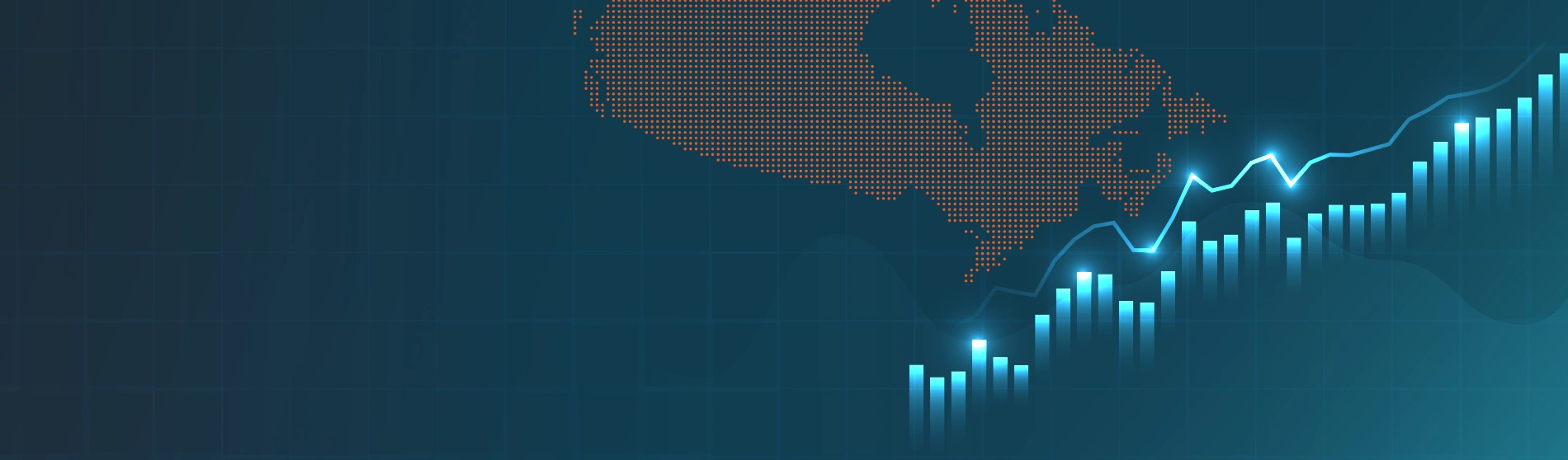 Visual of bar graphs increasing symbolizing growth.