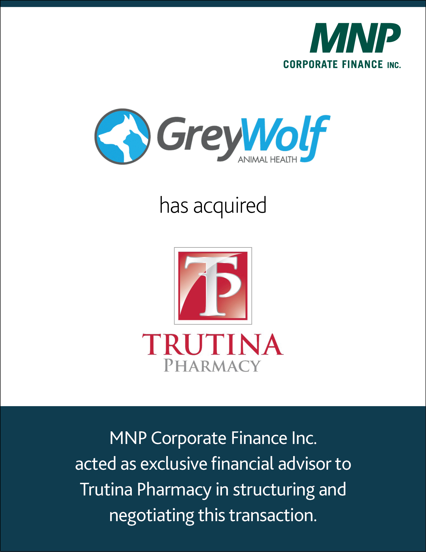 Grey Wolf Animal Health Inc. has acquired Trutina Pharmacy | MNP