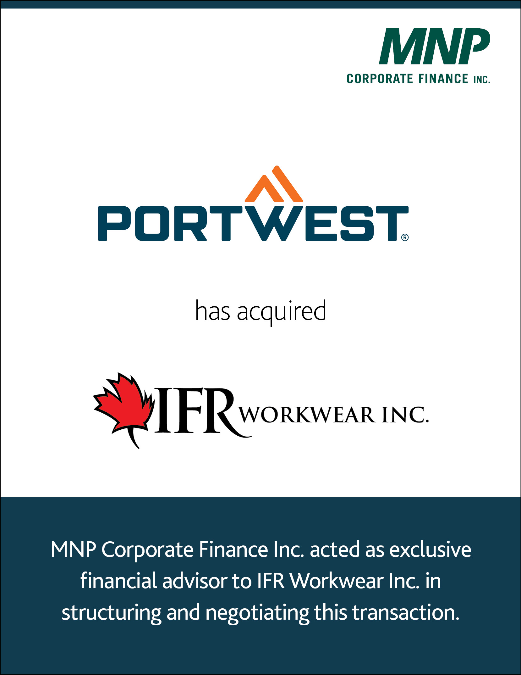 Portwest has acquired IFR Workwear inc.