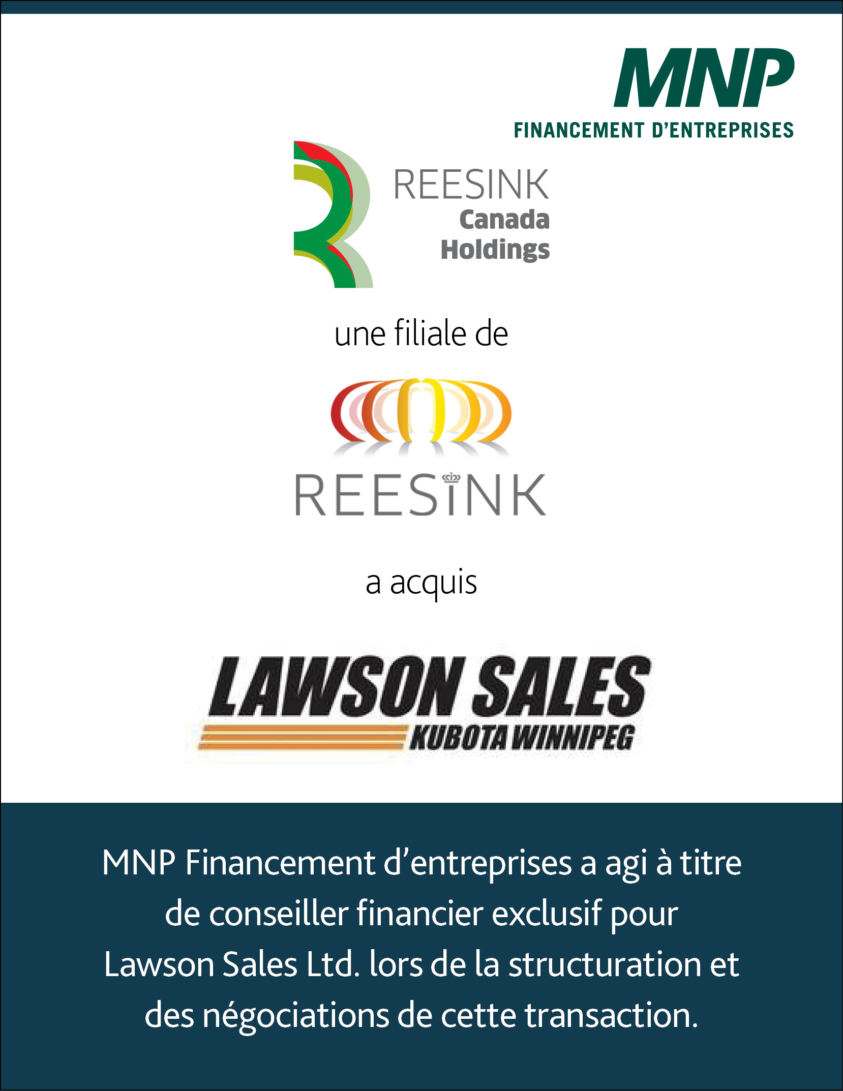 Le logo Reesink Canada Holdings Inc. et le logo Lawson Sales.
