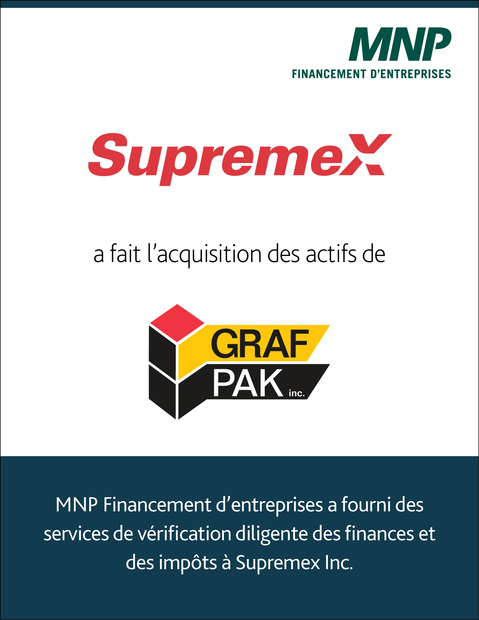 Supreme X a acquis les actifs de Graf Pak.