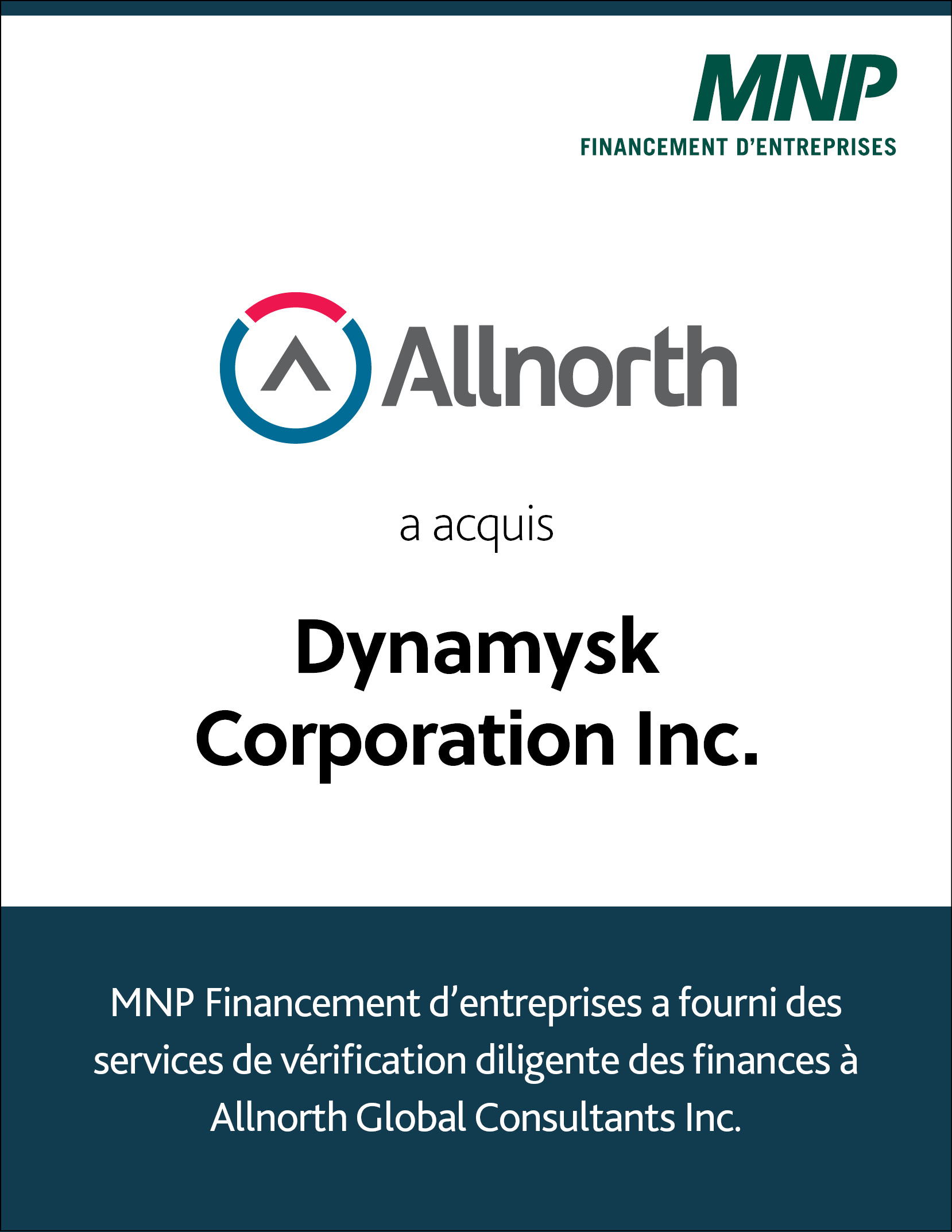 Allnorth a acquis Dynamysk Corporation Inc.