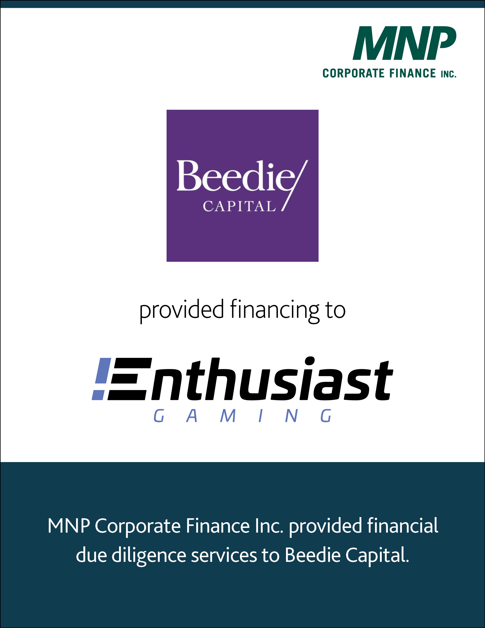 Beedie Capital provided financing to Enthusiast Gaming.