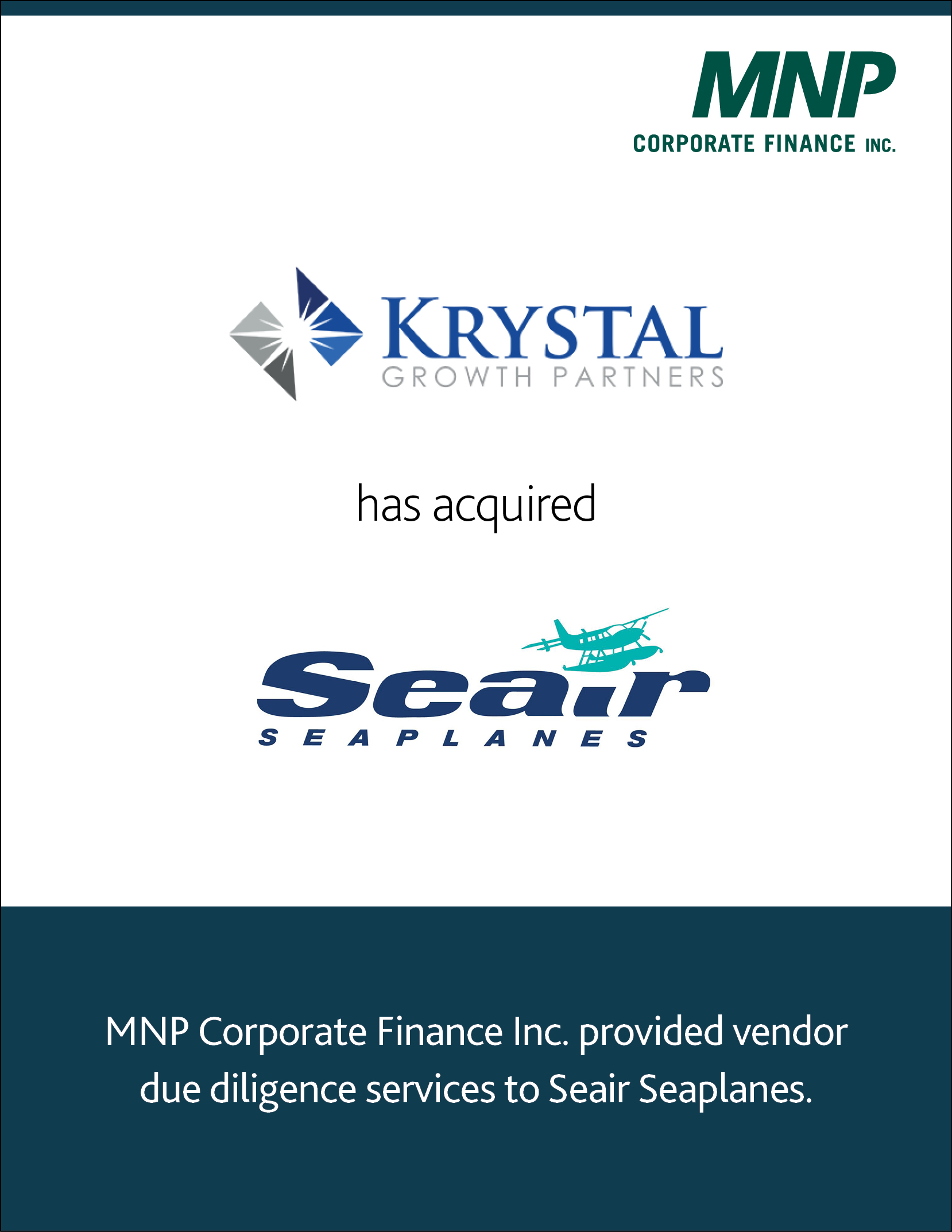 Krystal Growth Partners has acquired Seair Seaplanes