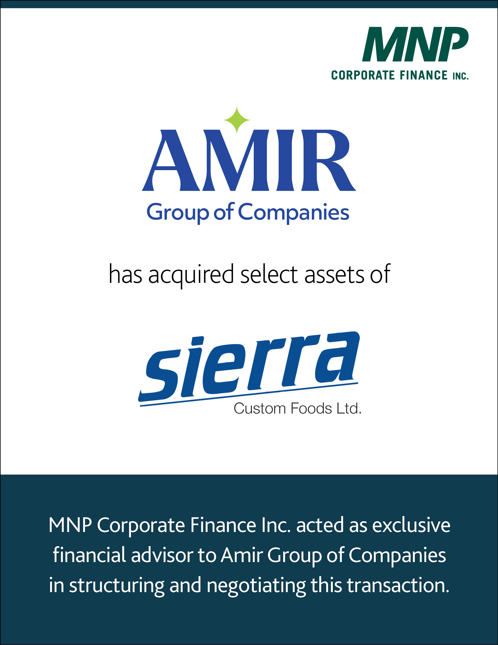 AMIR Quality Meats has acquired select assets of Sierra