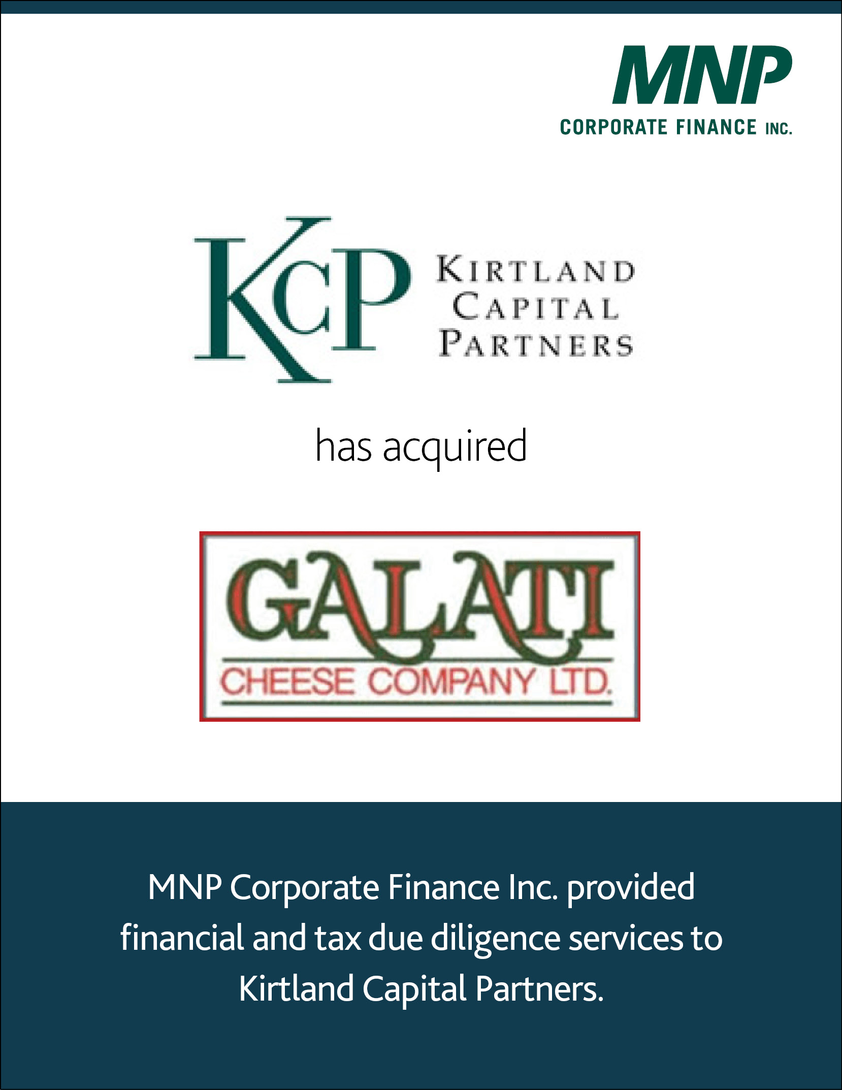 Kirtland Capital Partners Galati Cheese Company Ltd.
